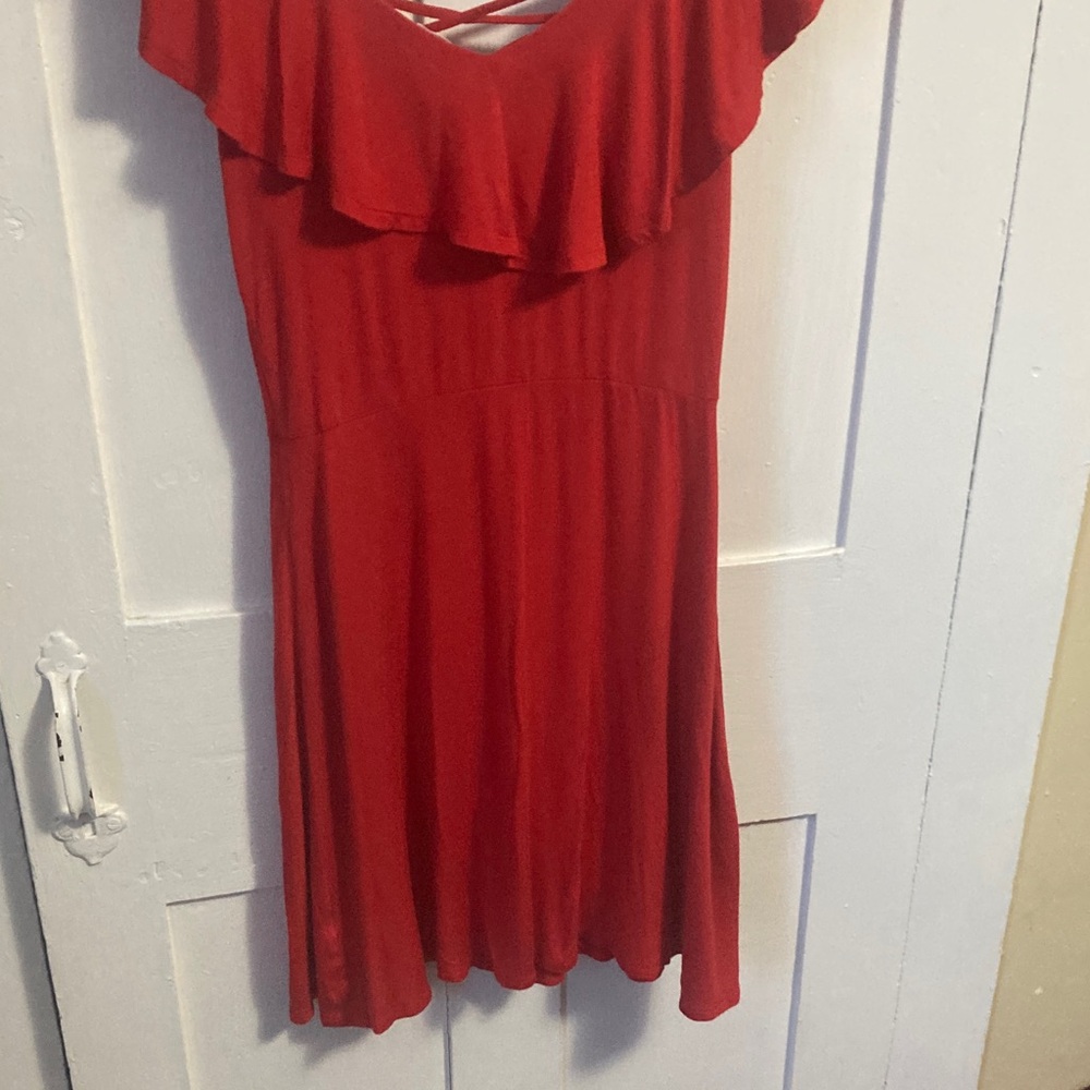 Pink Rose Red Ruffle Mini Dress - Picture 7 of 8